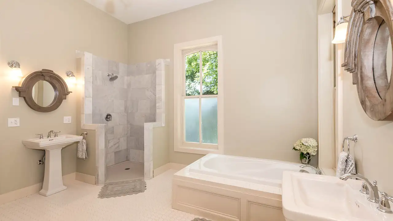 stylish bathroom with shower